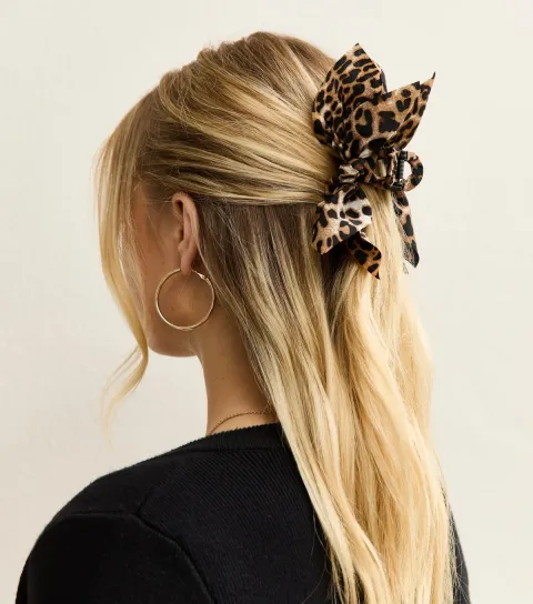 Brown Leopard Print Bow Appliqued Hair Clip