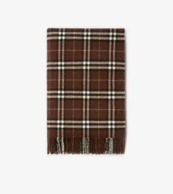 Check Cashmere Blanket in Treacle brown