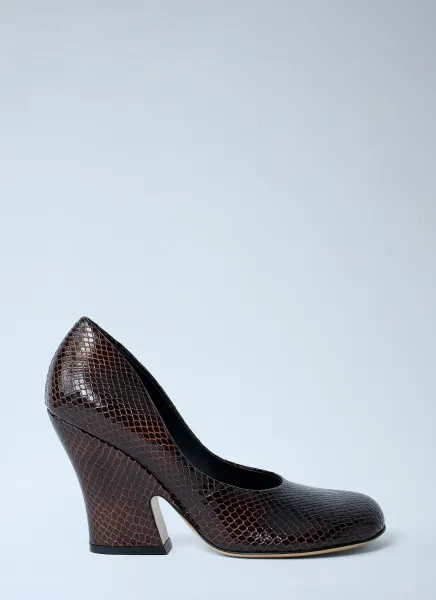 Python-Embossed Leather Wedge Pumps