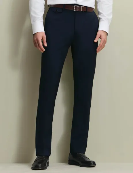 Charles Tyrwhitt Slim Fit Wool Rich Flat Front Stretch Trousers Navy