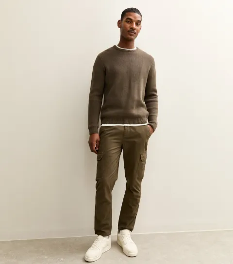 Women's Dark Khaki Slim Cargo Trousers