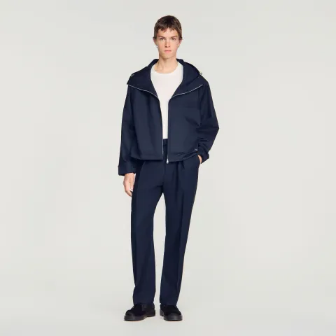 Hooded zip-up cotton jacket