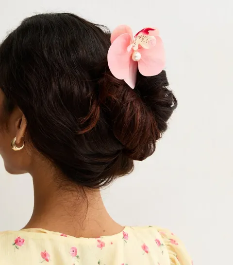 Pink Hibiscus Flower Hair Pin