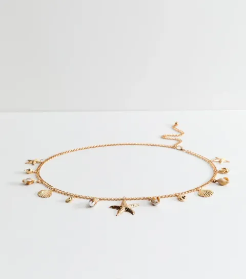 Gold Tone Starfish Chain Belt