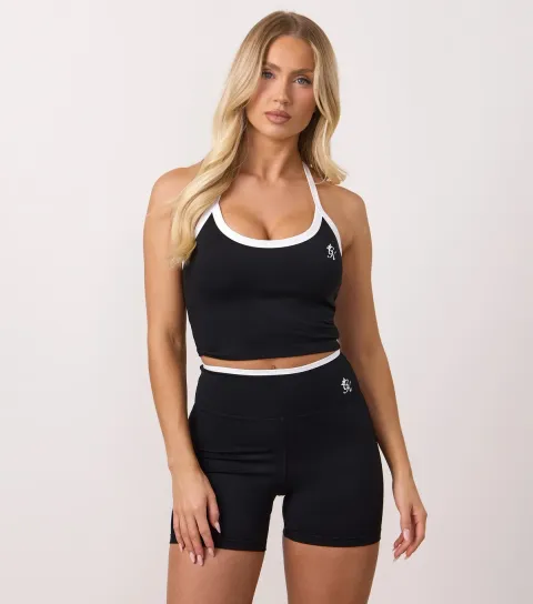 Women's Black Contrast Trim Cropped Tank Top