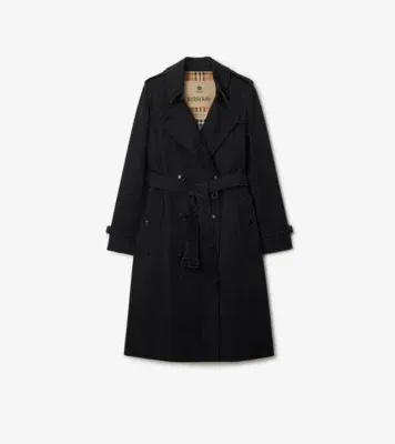 Long Kensington Heritage Trench Coat in Black - Women, Cotton Gabardine