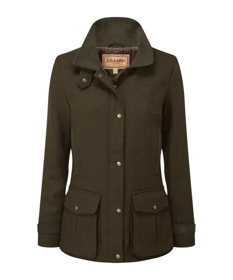 Schöffel Country Murra Tweed Coat - Dark Loden Herringbone Tweed