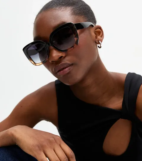 Black Gradient Tortoiseshell Effect Sunglasses