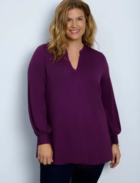 Live Unlimited London Jersey V-Neck Top Purple