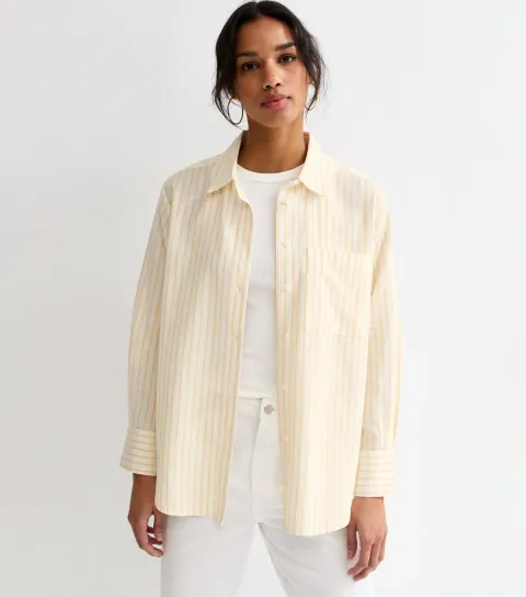 Women's Yellow Striped Cotton Shirt