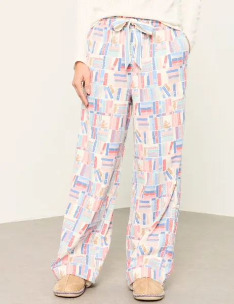 FatFace Pure Cotton Book Print Pyjama Bottoms Multi