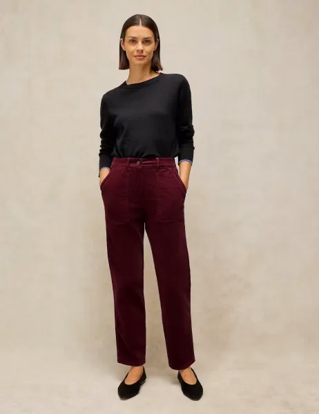 White Stuff Twister Cord Tapered Trousers Purple
