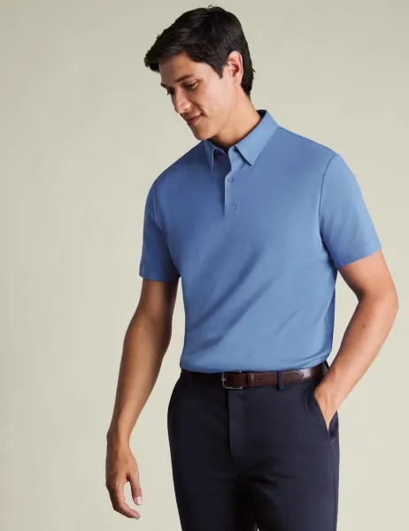 Charles Tyrwhitt Pure Cotton Polo Shirt Cornflower