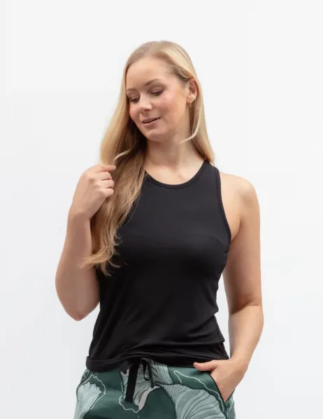 Modal Rich Jersey Vest Black