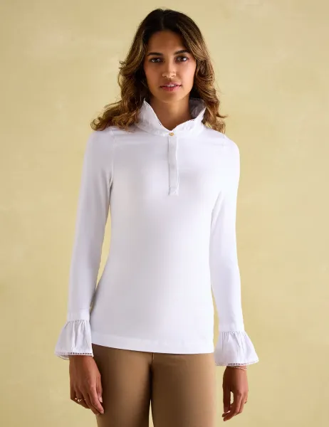 Joules Button Detail Collared Top White