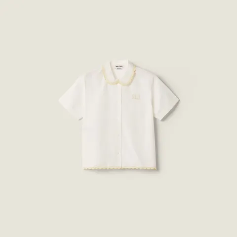 Embroidered slub poplin shirt
