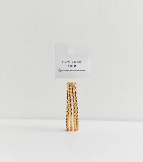 Pack of 4 Gold Tone Weave Textured Bangles
