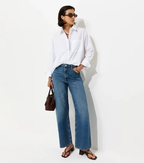 Women's White Cotton Poplin Long Sleeve Shirt