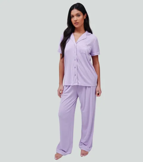 Women's Lilac Shirt and Trousers Pyjama Set