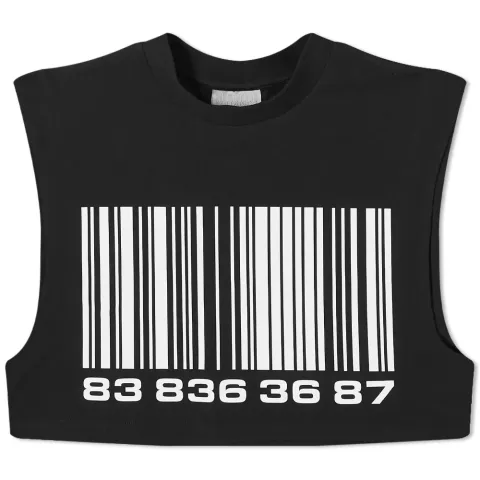 Big Barcode Sleeveless Cropped T-Shirt