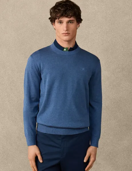 Hackett Pure Cotton Crew Neck Sweatshirt Blue