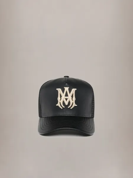AMIRI LEATHER MA TRUCKER HAT - Black