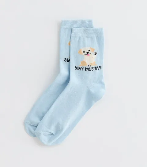 Blue Stay Pawsitive Tube Socks