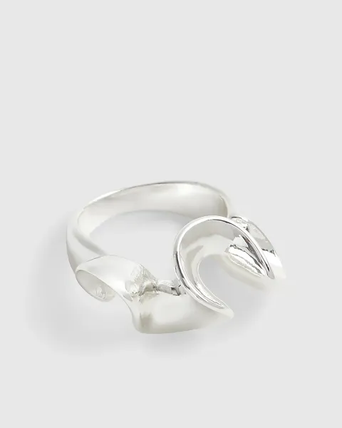 River Island Silver Molten Ring