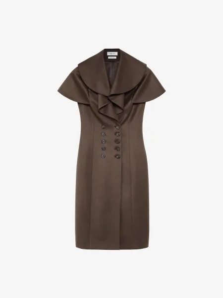 Waterfall Collar Double-breasted Dress
