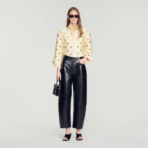 Openwork rhinestone shirt