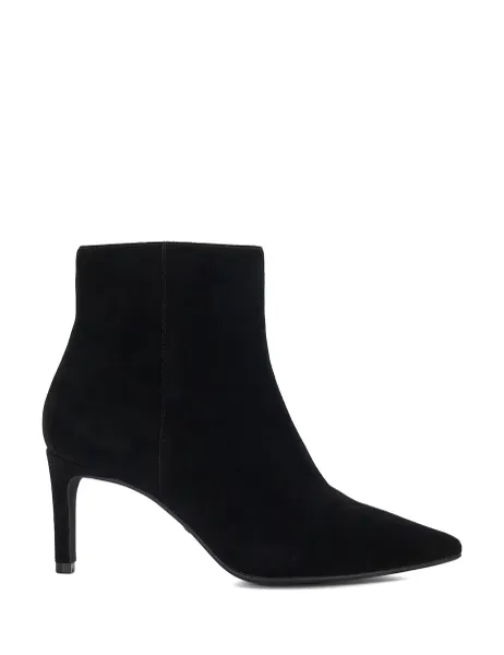 Wide Fit Suede Stiletto Heel Pointed Ankle Boots Black