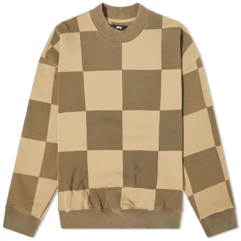 Checker Pirnt Mock Neck Fleece Sweat