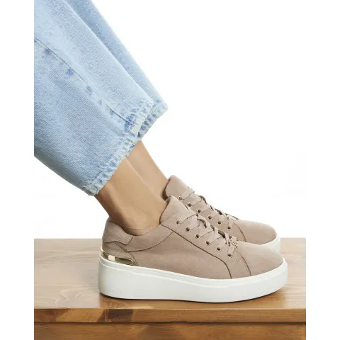 River Island Faux Suede Lace Up Platform Trainers