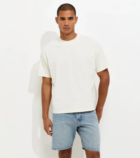 Men's Light Blue Wash Cotton Regular Fit Denim Shorts