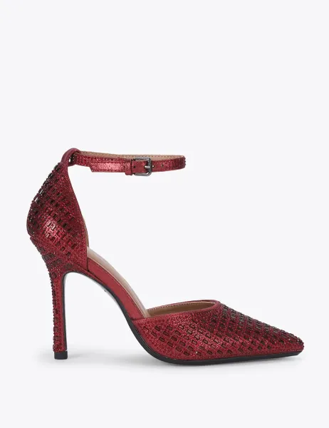 Kurt Geiger Ankle Strap Stiletto Heel Pointed Shoes Red