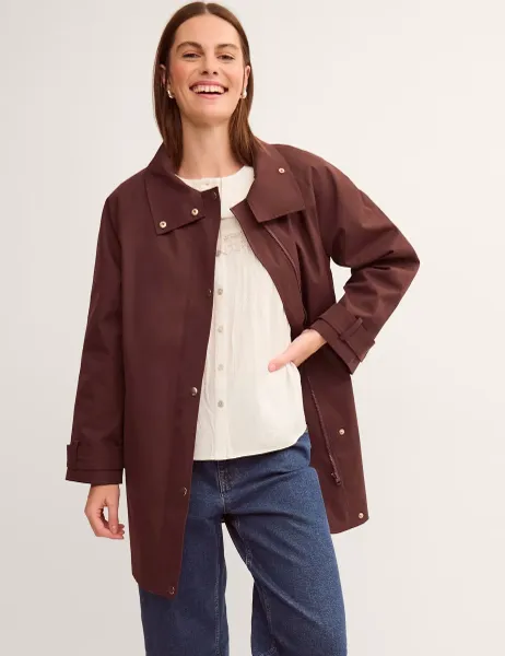 Monsoon Funnel Neck Raincoat Chocolate