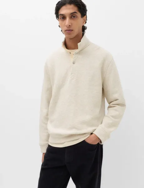 Marks & Spencer Pure Cotton Funnel Neck Jumper Light Grey