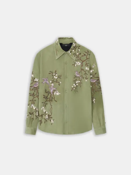 SUEDE SPARROW LONG SLEEVE SHIRT - Green Tea