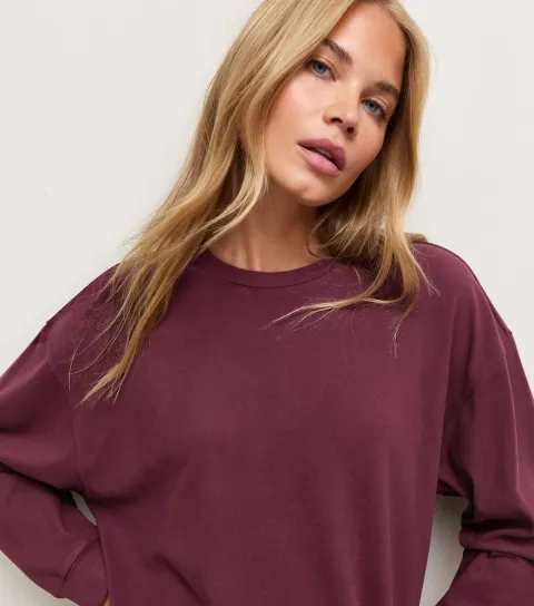 New Look Women's Burgundy Relaxed Sweatshirt
