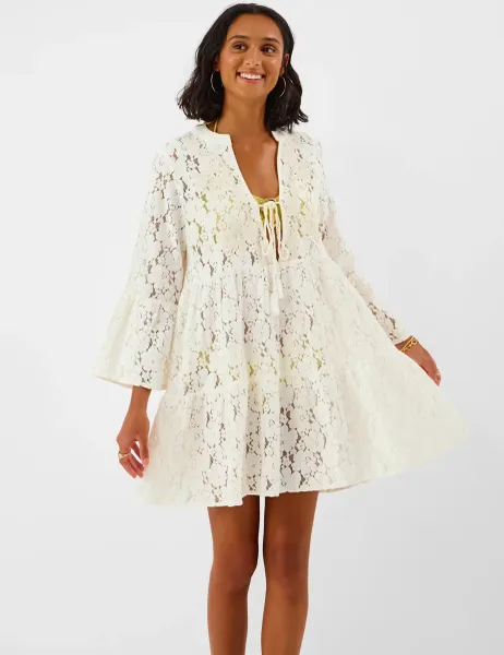 Accessorize Lace Mini Beach Dress White