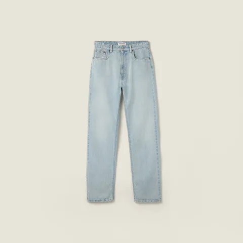 Five-pocket washed denim jeans