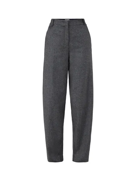 Virgin Wool & Silk Blend Poggio Tailored Trousers - Grey Tweed
