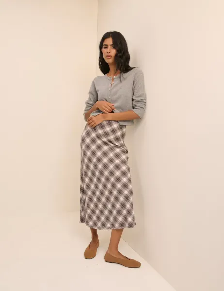 Nobody's Child Checked Midaxi Slip Skirt