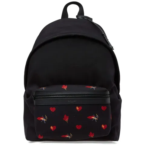 Heart Print Canvas Backpack