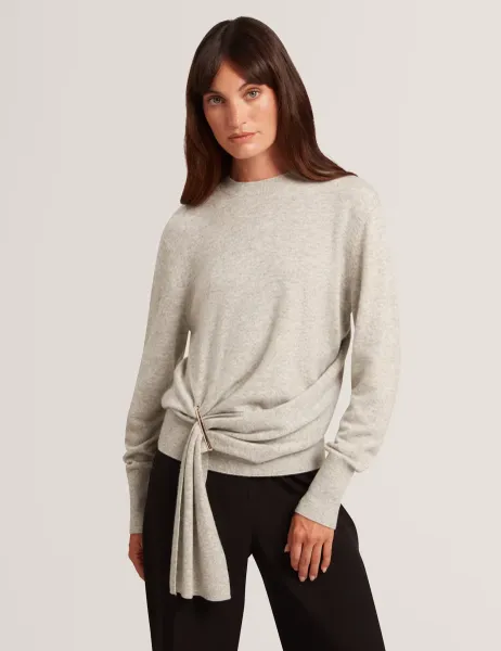 Ted Baker Wool Blend Drape Detail Jumper with Cashmere Grey