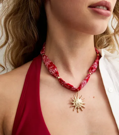 Red Sunshine Pendant Necklace