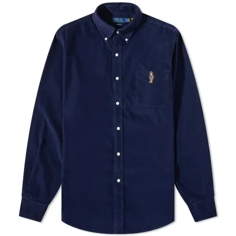 Bear Embroidery Cord Shirt