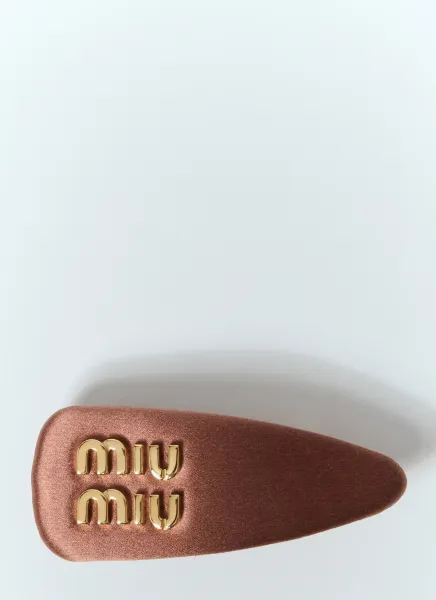 Logo Plaque Satin Hair Clip