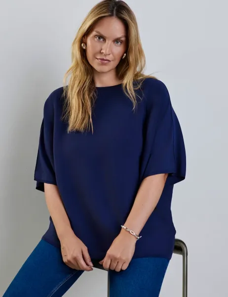 Live Unlimited London Batwing Sleeve Jumper Navy