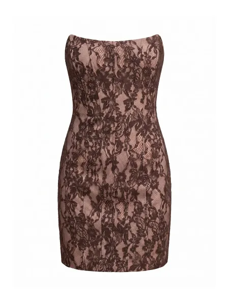 Forever New Reese Strapless Lace Corset Mini Dress - Chocolate Freckle